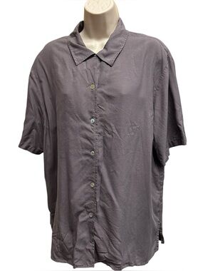 Nora Noh women’s 100% silk shirt button up purple size large l abalone buttons